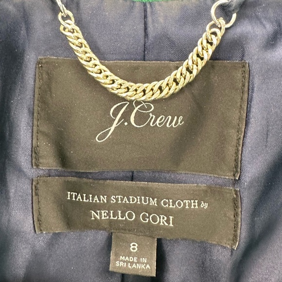 J. Crew Green Stadium Cloth Nello Gori Wool Pea Coat with Faux Fur Trim 8 Winter - Picture 4 of 7